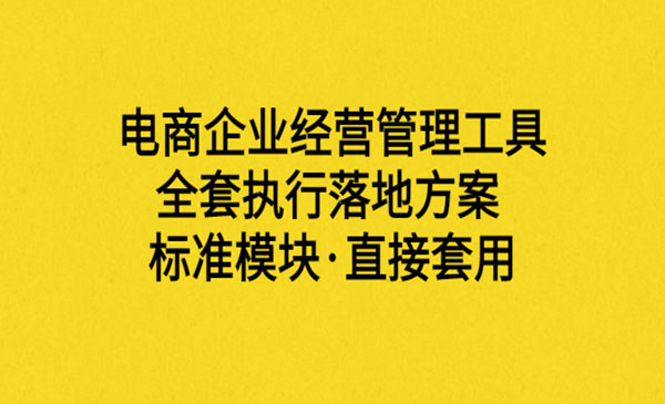 电商企业经营管理工具：全套执行落地方案 标准模块·直接套用