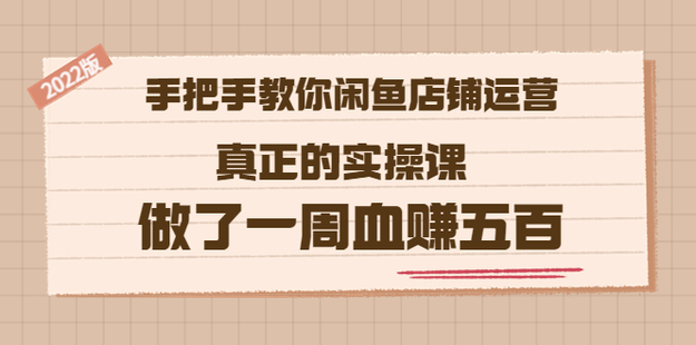 2022版《手把手教你闲鱼店铺运营》真实的实操课 (16节课)