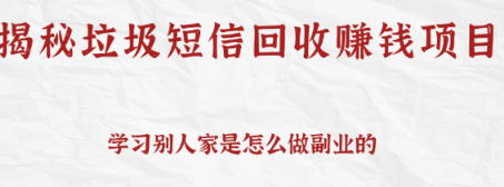 揭秘垃圾短信回收赚钱项目，日撸无上限【可利用信息差操作一条10元】