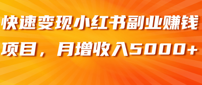 快速变现小红薯副业赚钱项目，月增收入5000+【视频教程】