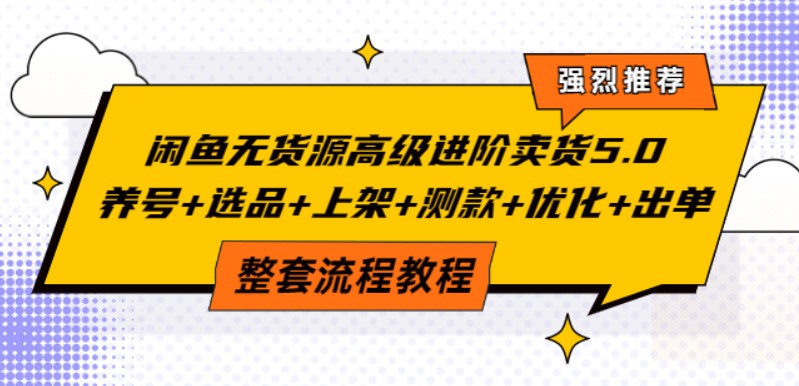 闲鱼无货源高级进阶卖货5.0，养号+选品+上架+测款+优化+出单整套流程教程