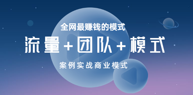 王冲全网最赚钱的模式《流量+团队+模式》案例实战商业模式