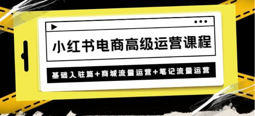 小红书电商高级运营课程：基础入驻篇+商城流量运营+笔记流量运营