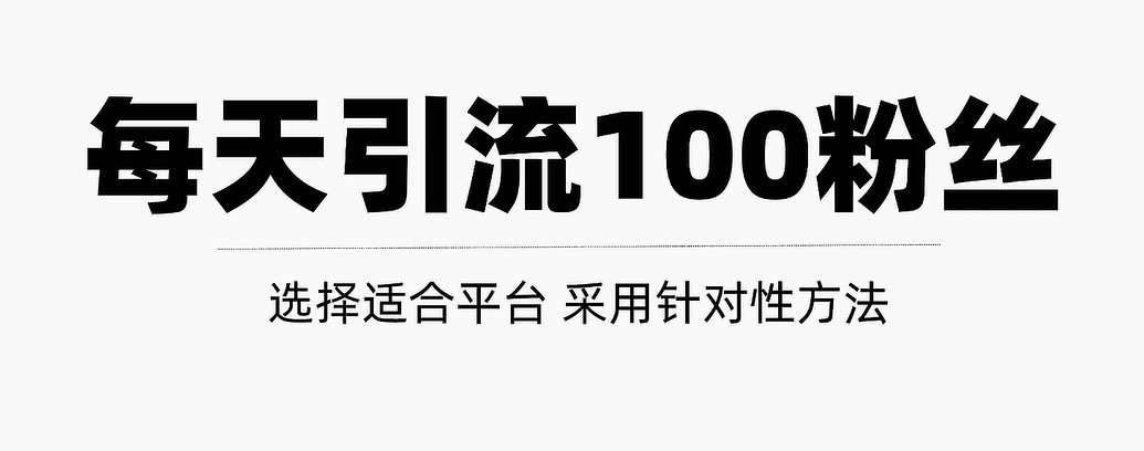 [引流变现] 只需要做好这几步，就能让你每天轻松获得100+精准粉丝的方法！【视频教程】
